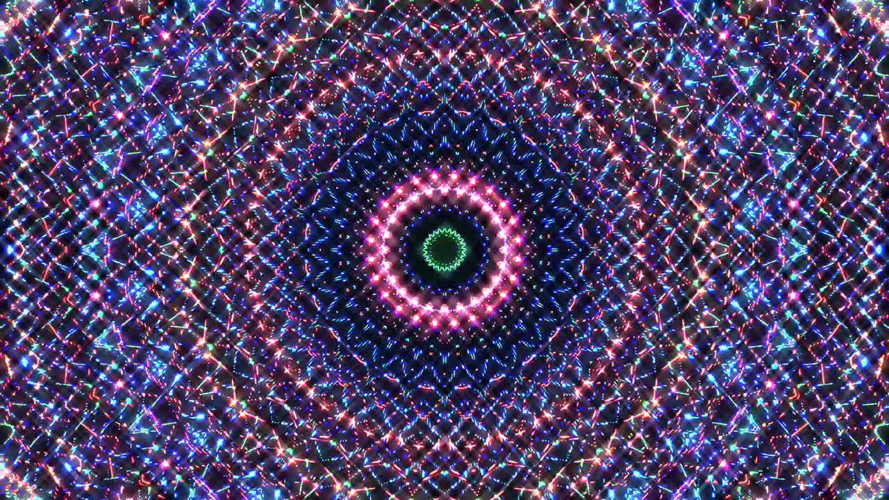 patrón de kaleidoscopio abstracto con colores rojos y azules. mandala mágica. 4k