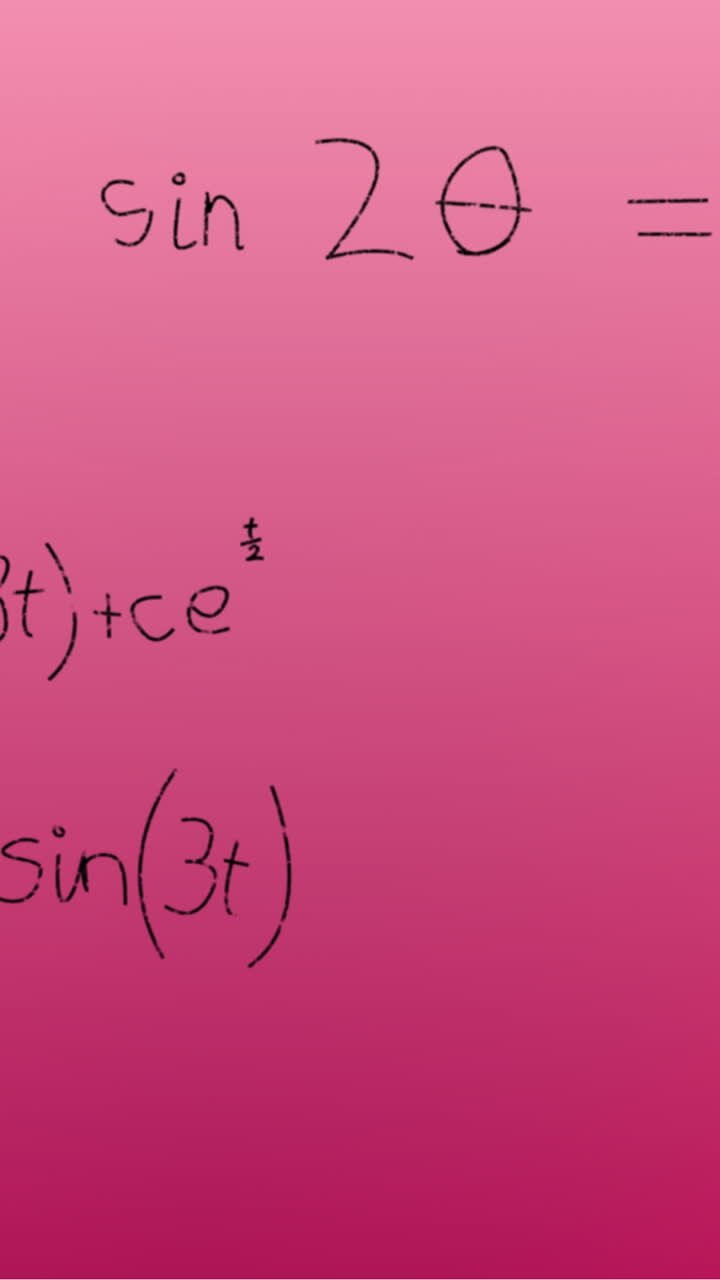 Animation of hand written mathematical formulae over pink background
