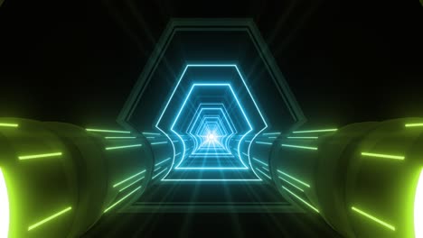 túnel hexagonal de neón