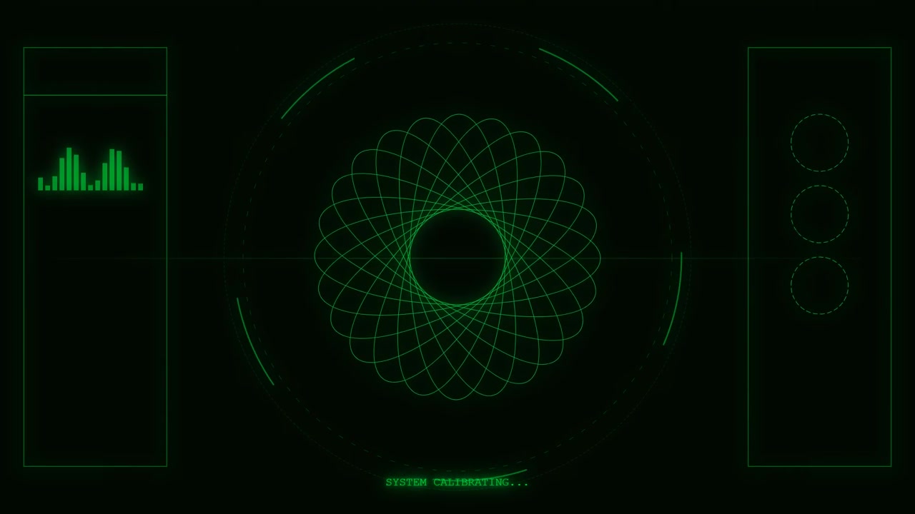 Digital Interface Display with Rotating Geometric Pattern and System Calibration