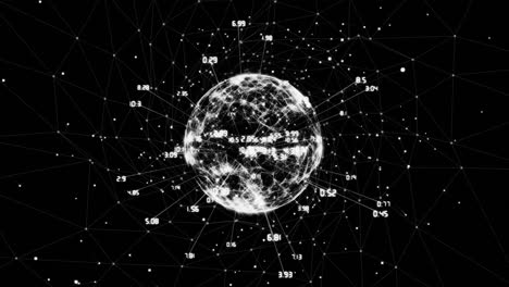 animation of data processing and globe over white spots