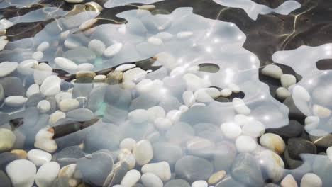 slow motion of clear water at pond with sunlight reflection