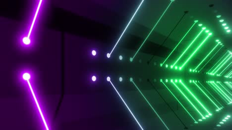 neon tunnel with purple and green lights