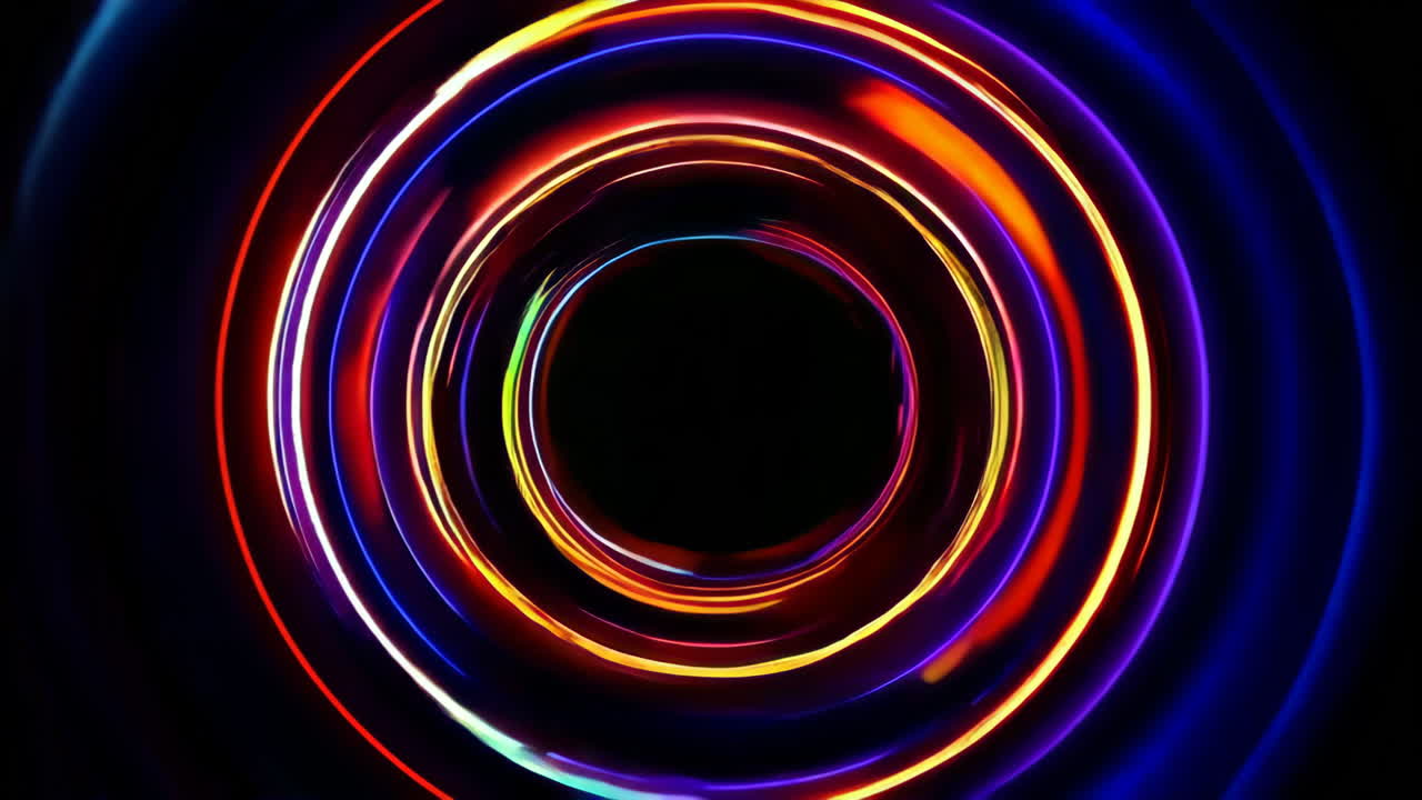 Abstract Colorful Neon Rings