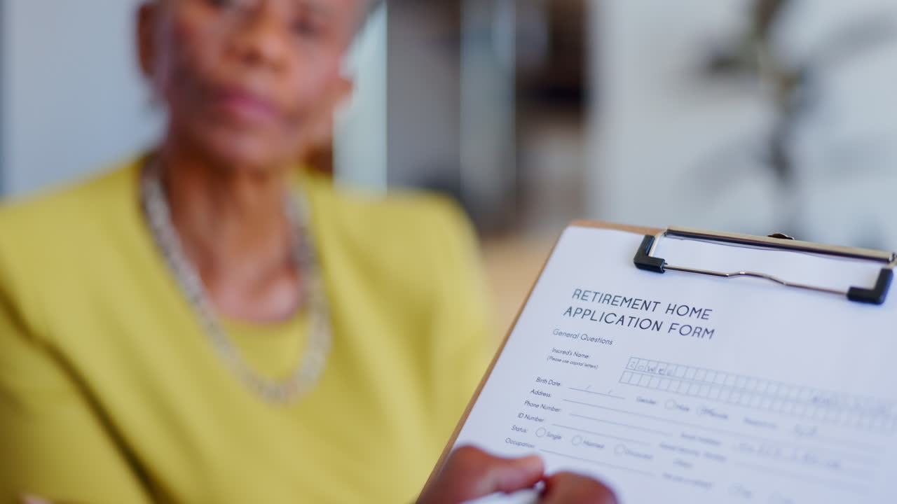 Writing, senior woman and application