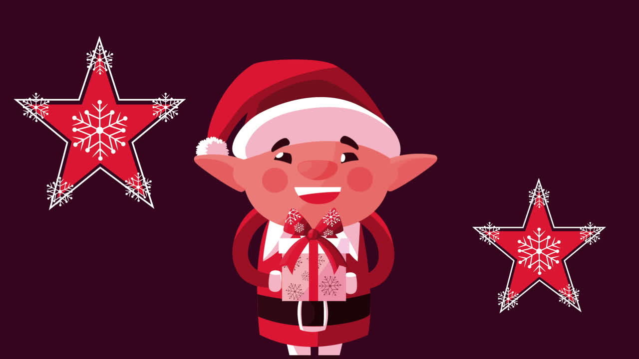 merry christmas animation with cute elf