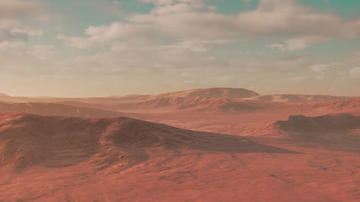 Sunset over the sand dunes in the desert