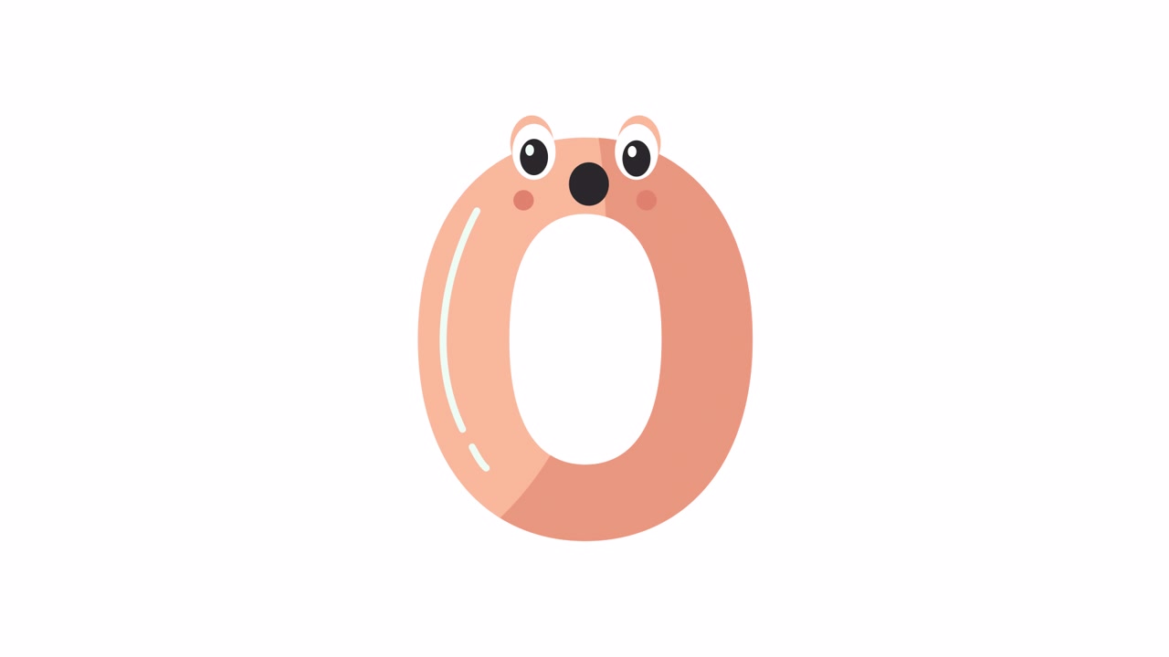 Animated Letter O Character with Expressive Blinking Eyes