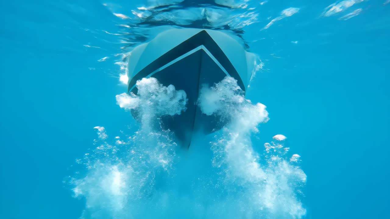 Underwater view of a boat hull