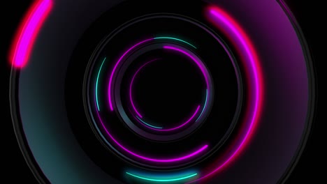 abstract seamless loop of 3d render neon circle. círculos de neón azules y púrpuras abstracto futurista de fondo de movimiento de alta tecnología loop seamless. video animación 3d ultra hd 4k.