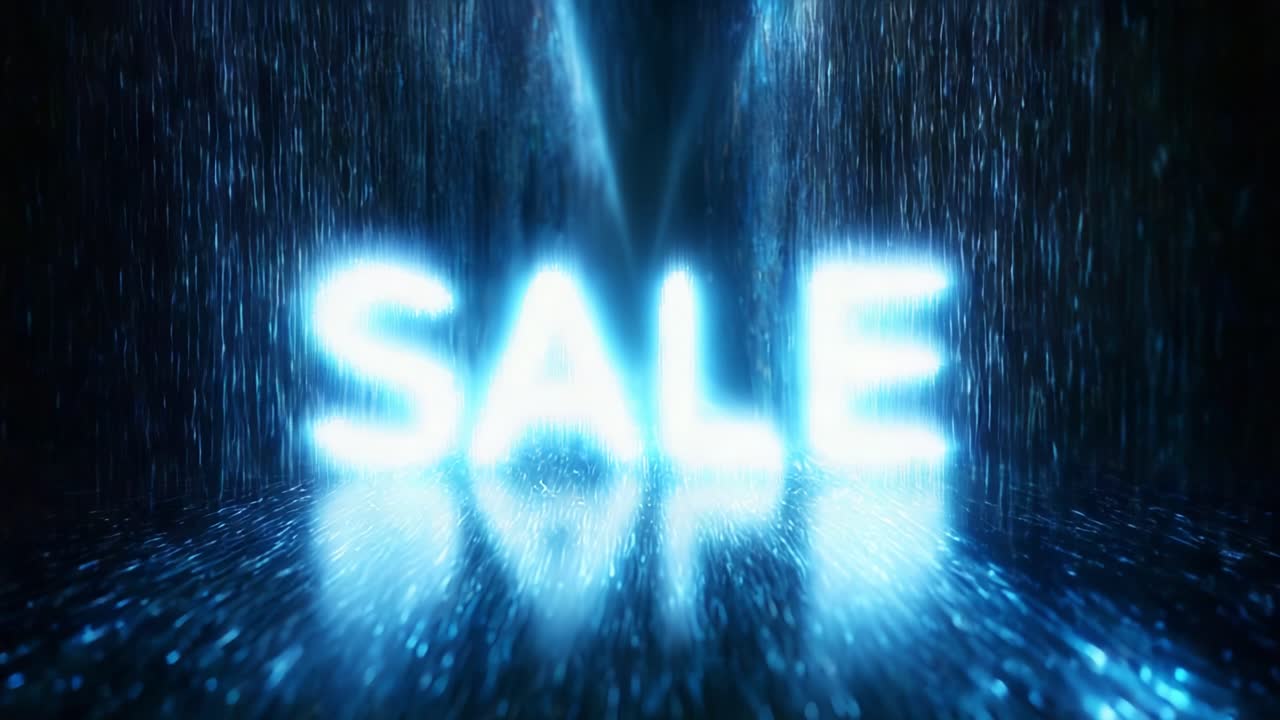 Illuminated Sale Announcement: A Captivating Display of Glowing Letters Transforming the Surrounding Space into a Dazzling Light Show, Capturing Attention and Signaling Discounts