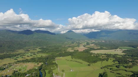 aerial view of green rural landscapes in northern patagonia