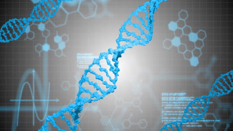 animation of data processing over shapes and dna strands