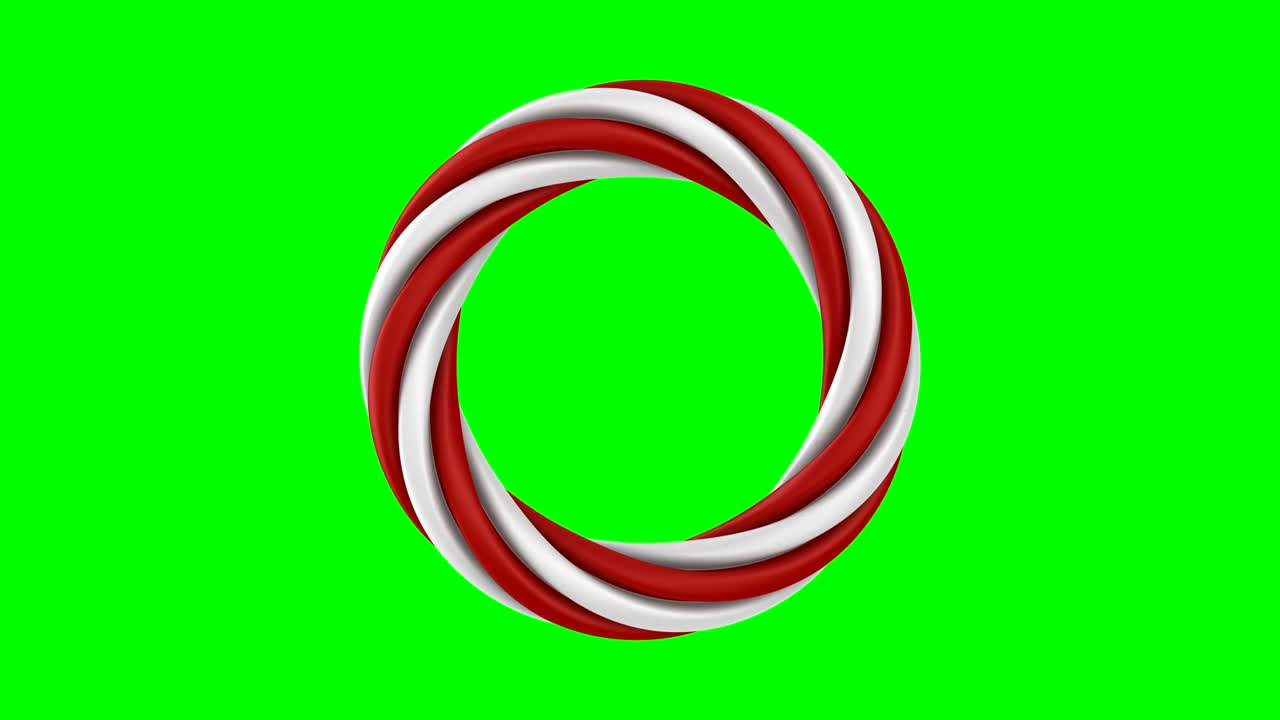 녹색 배경에 휘어진 반지 고립된 3d 일러스트레이션