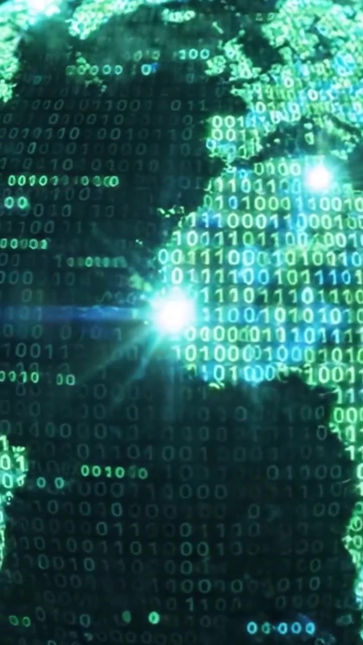 A Dynamic Visualization of a Digital Globe Representing Global Connectivity Through Binary Code and Data, Signifying the Intersection of Technology and Geography