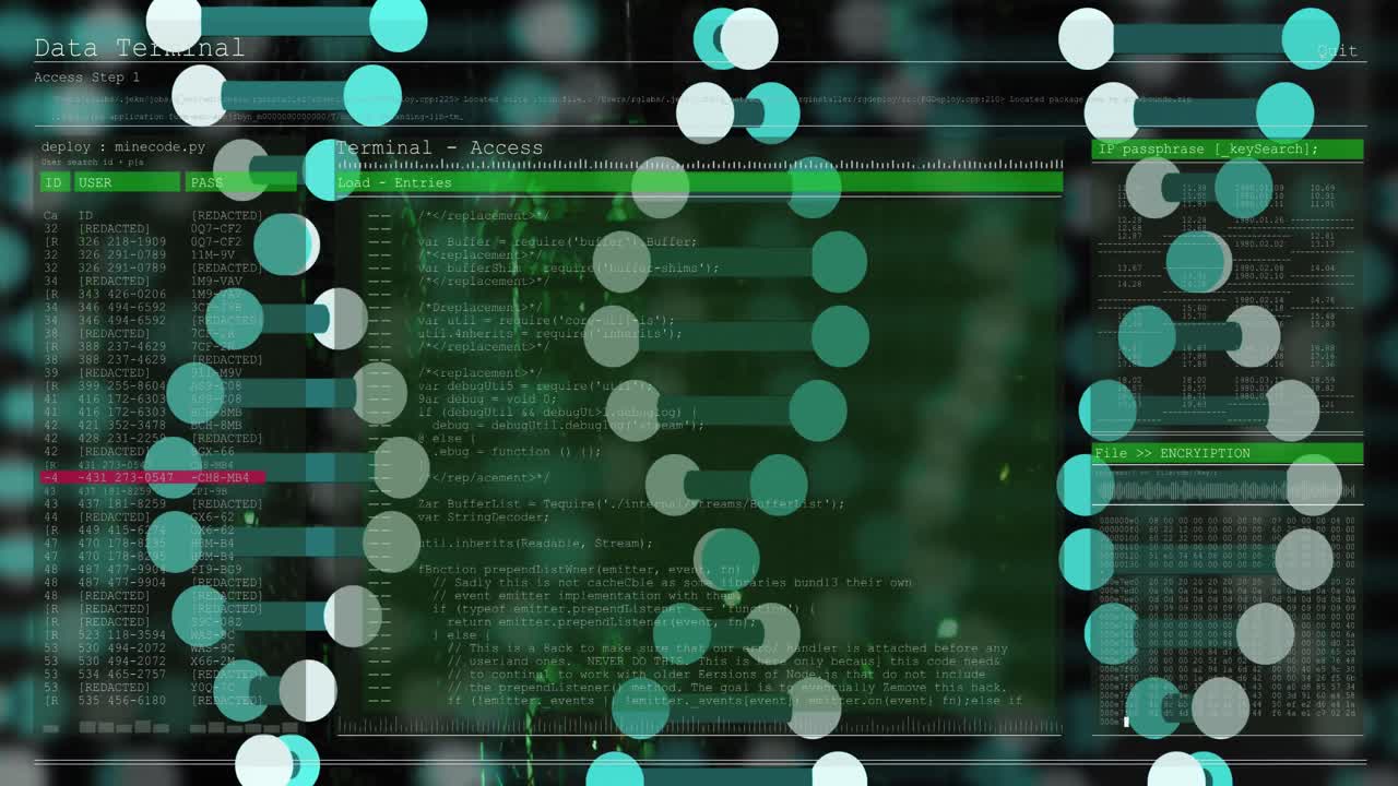 Animation of dna strand over server room