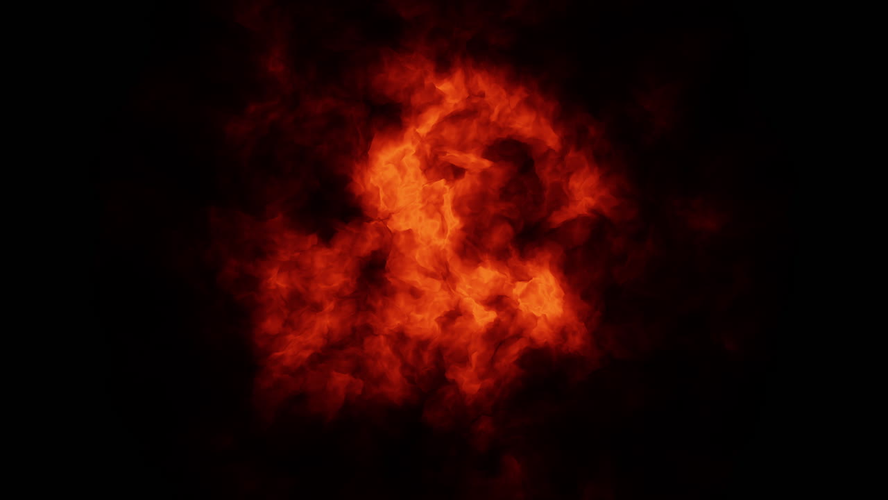 Twisted red storm clouds on black sky