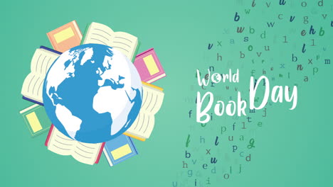 world book day celebration with earth planet and books