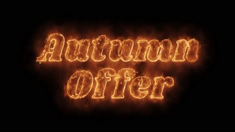 autumn offer word hot animated burning realistic fire flame and smoke seamlessly loop animation on