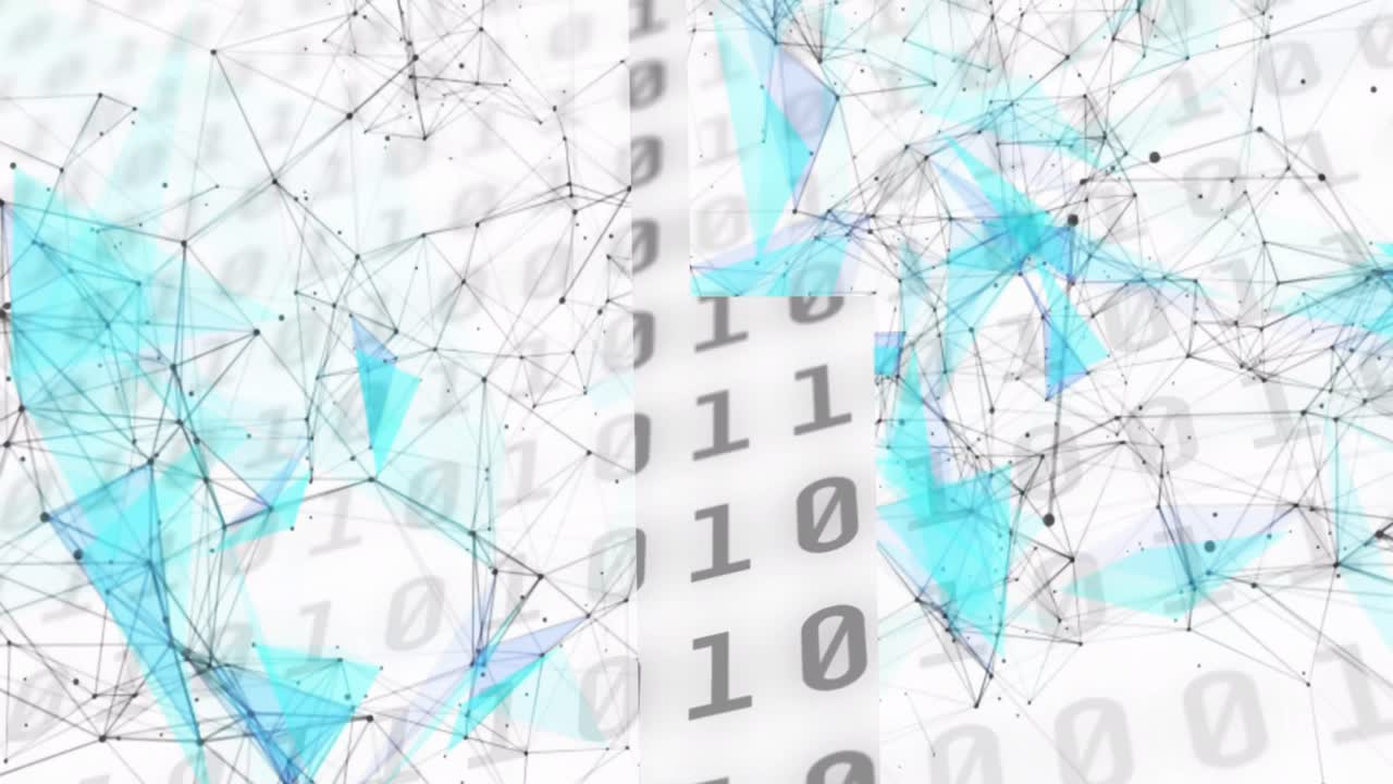 Animation of data processing and shapes on white background