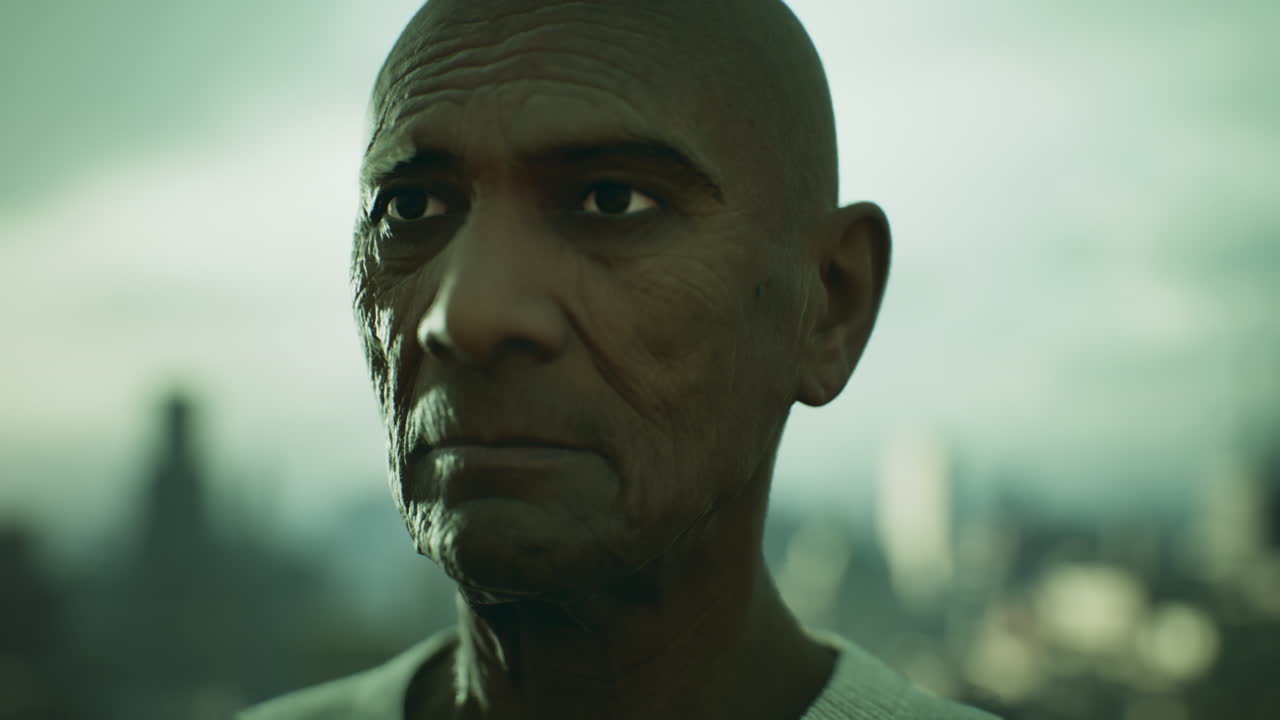 anciano asiático en la ciudad