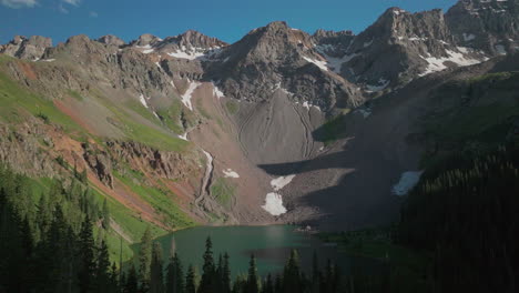 Colorado-Lagos-Azules-Monte-Sniffels-Desierto-Aéreo-Zumbido-Cinematográfico-Escénico-Verano-San-Juans-Montañas-Rocosas-Ridgway-Dallas-Rango-14er-Millón-De-Dólares-Autopista-Derretimiento-De-La-Nieve-Picos-Movimiento-Hacia-Adelante