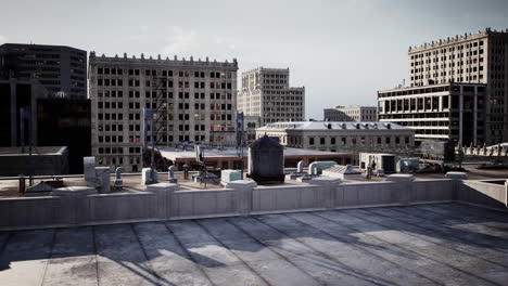 a rooftop view of a city skyline