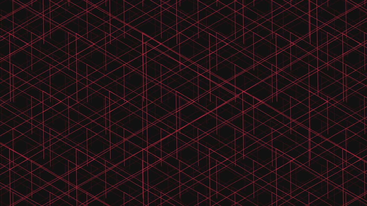 Seamless dark abstract background animation featuring intersecting red geometric lines forming a dynamic grid pattern, ideal for tech intros, graphics overlays, presentations and futuristic design