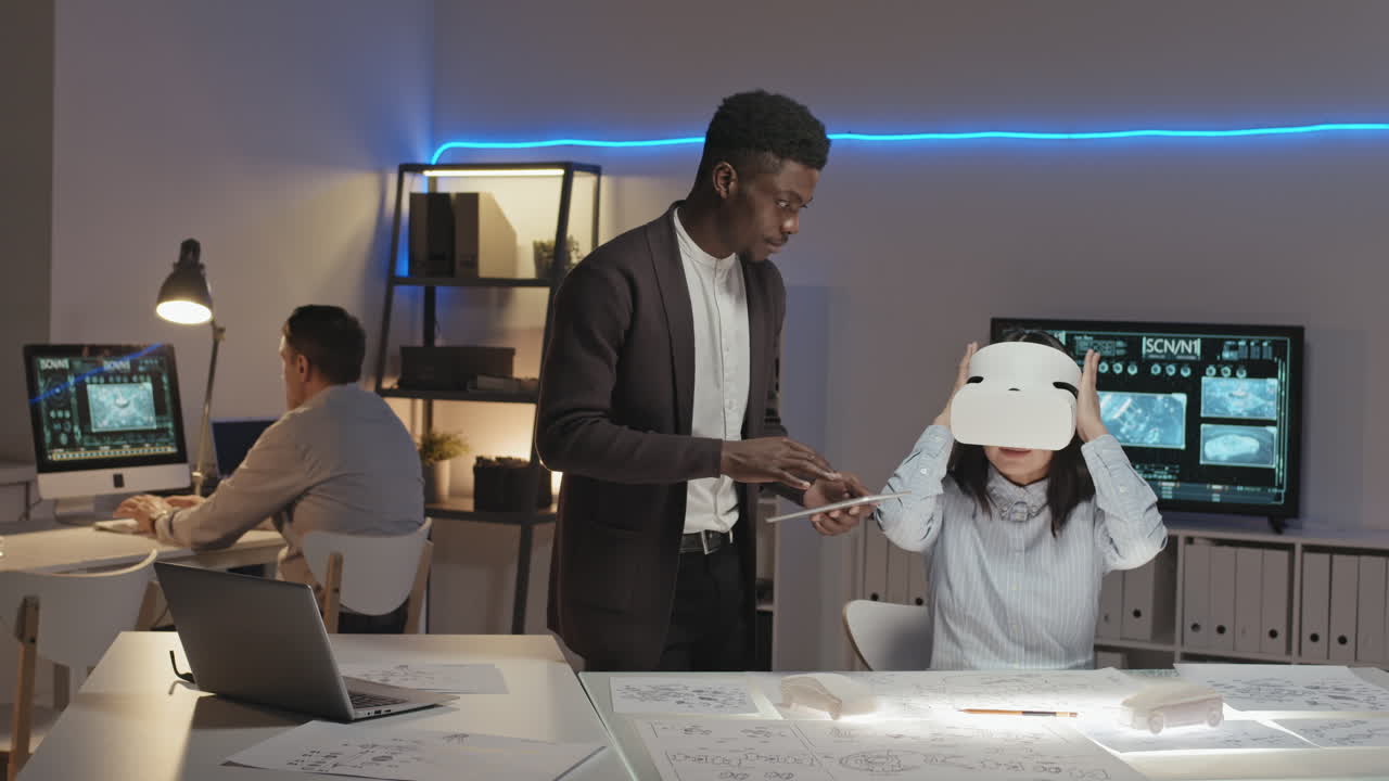 Engineers Working on Project in Virtual Reality