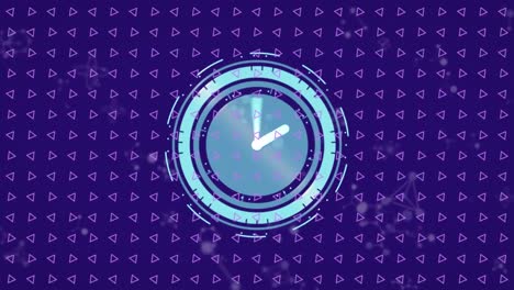 animation of clock ticking with rows of pattern on purple background