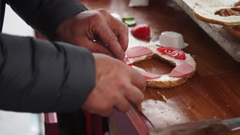 preparing turkish bagel sandwiches