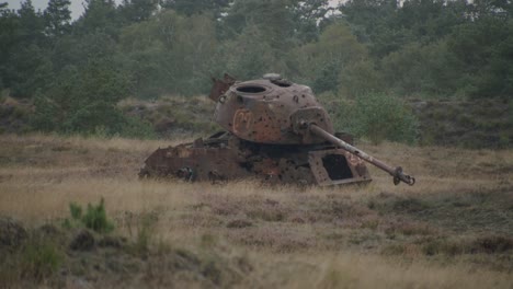 Some-old-WW2-tanks-in-the-british-military-training-area-Senne-in-Paderborn,-Germany