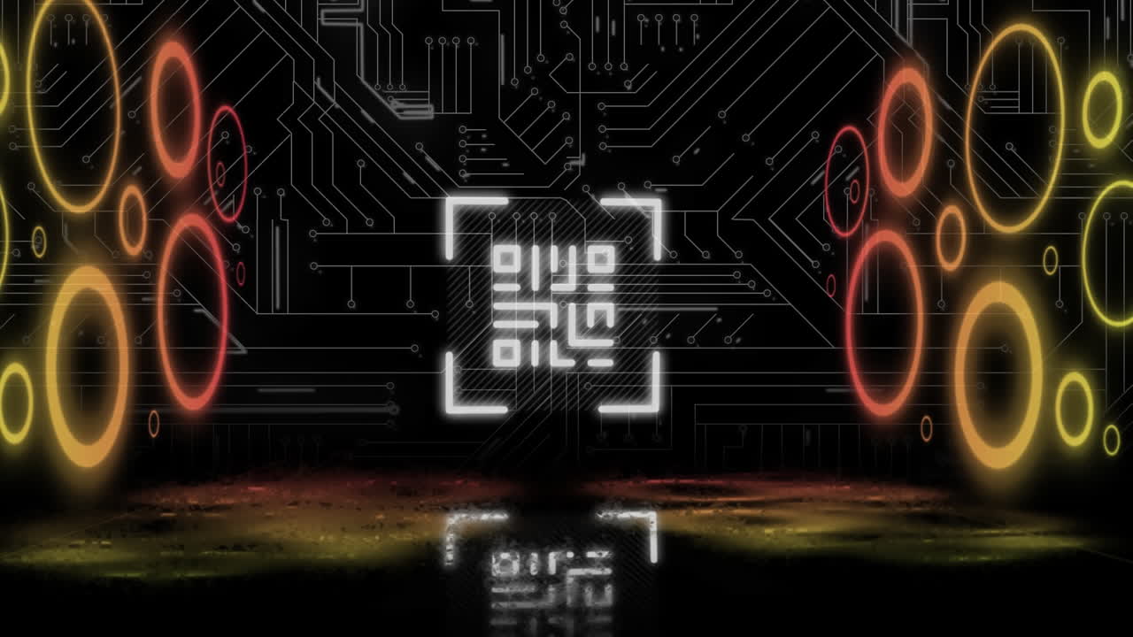 escáner de código qr contra las conexiones de microprocesador