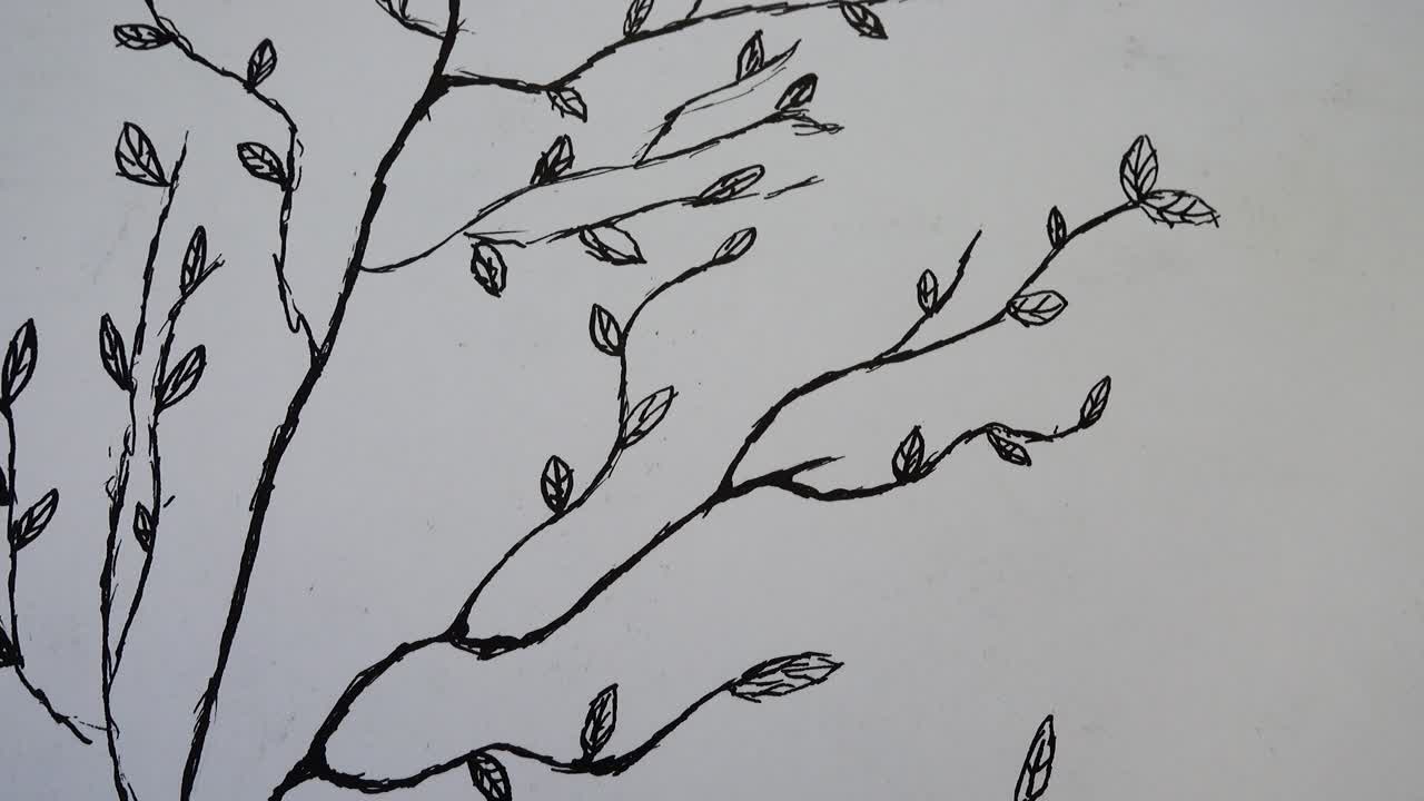Il disegno di alberi in un giardino