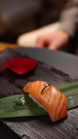 engagement proposal with sushi