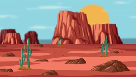 el sol se pone detrás de formaciones rocosas del desierto y cactus
