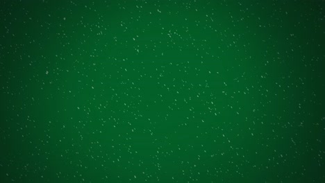 Animation-of-winter-scenery-with-snow-falling-on-green-background