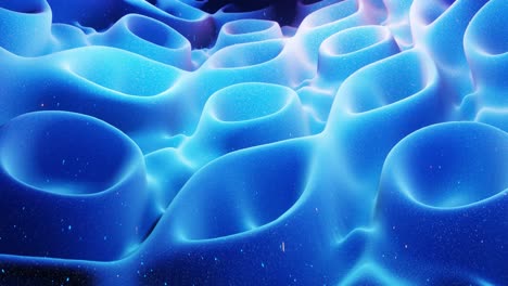 fantastical festive blue bg. stylish abstract looped background, waves move on matt surface like landscape made of liquid blue wax with sparkles. beautiful soft background with smooth animation 4k