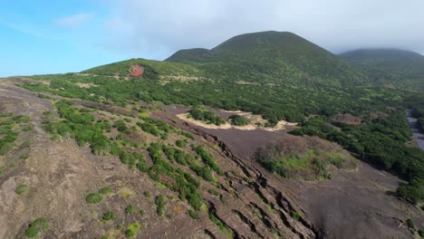 Aerial-drone-view-of-green-mountain-landscape-in-Cabeco-do-Canto