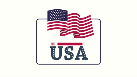 united states of america flag in square animation