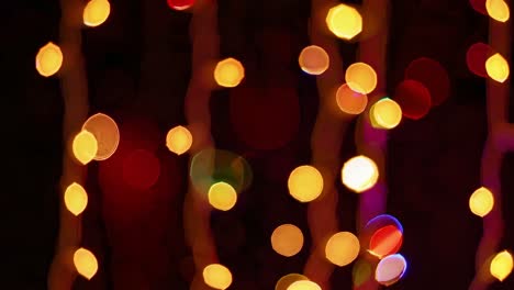 Festive bokeh lights create a magical atmosphere, showcasing a variety of colors and patterns against a dark backdrop, adding a touch of enchantment and wonder to celebrations
