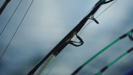 slowmo - close up of fishing rods towards their tip