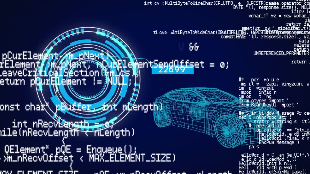 Animation of 3d car model, scope scanning and data processing