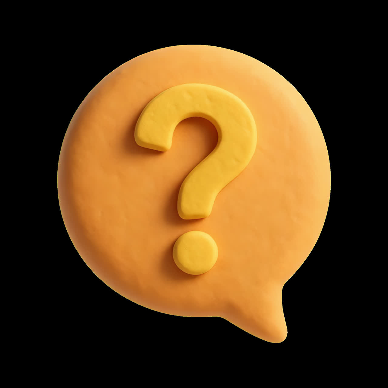 Clay question mark speech bubble animation isolated asset, transparent 4K video, alpha channel