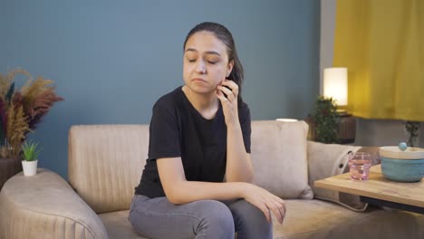 sad and nervous young woman.