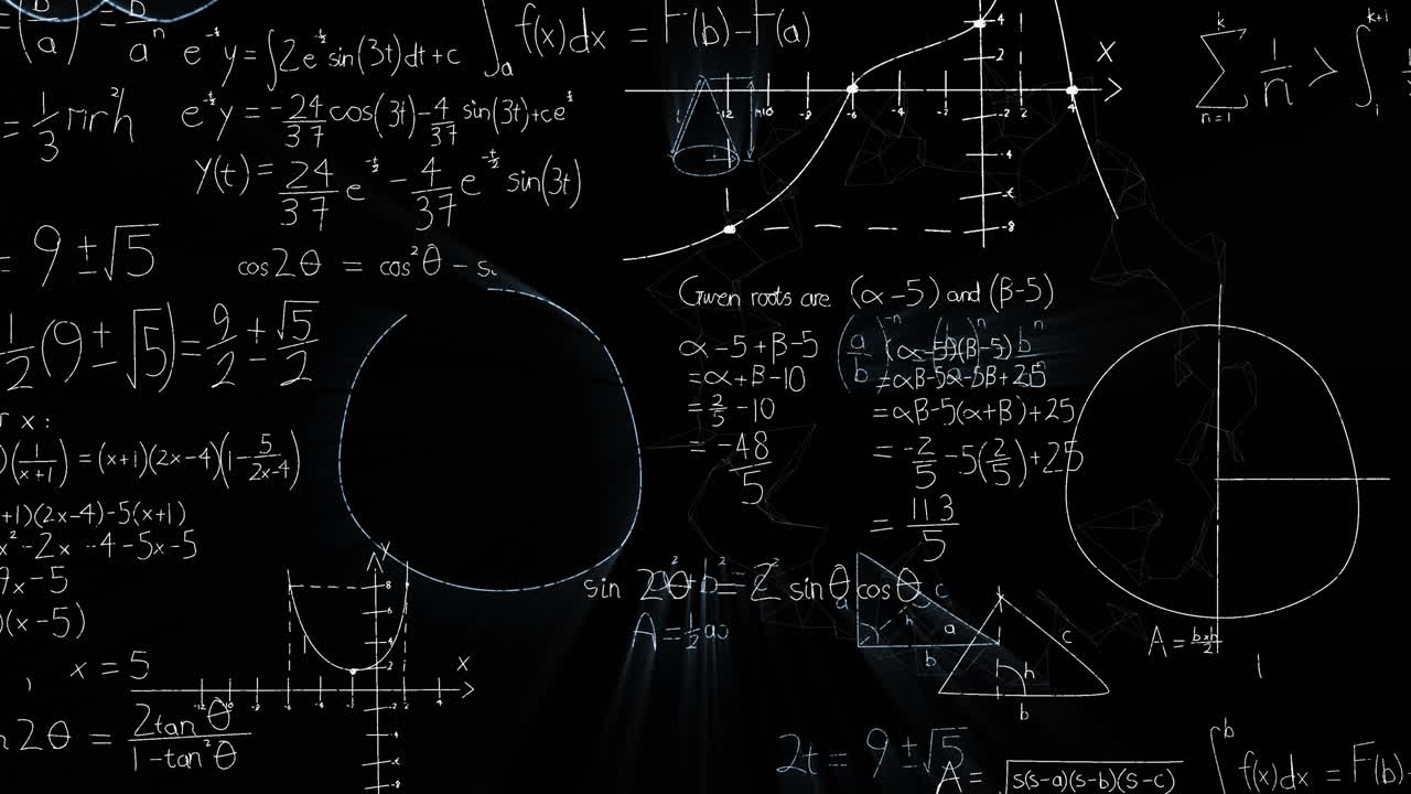 animación de fórmulas matemáticas sobre un fondo negro