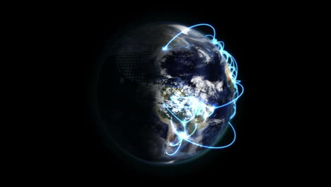 shaded earth with blue connections on a grid, image from nasa.org, no stars.