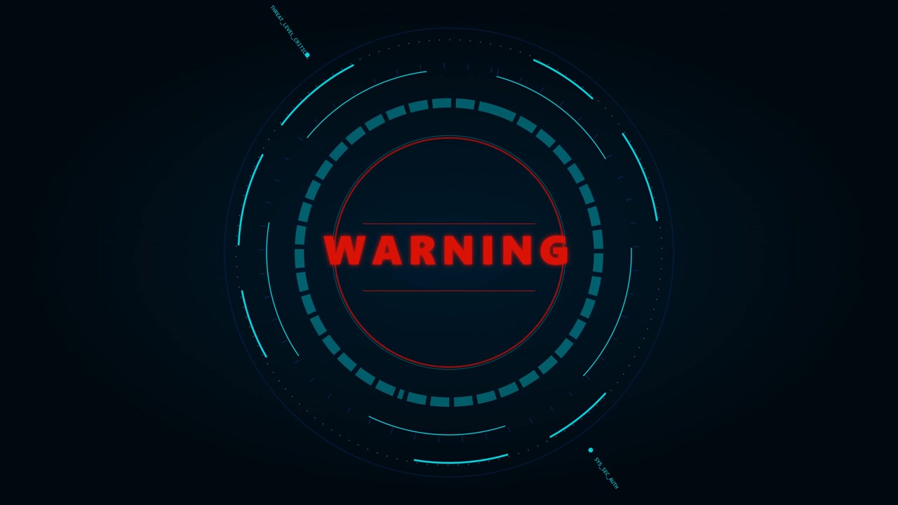 Digital Warning HUD Interface with Pulsing Circular Graphics