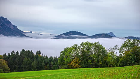 timelapse of clouds captures dynamic dance of atmospheric elements between mountains