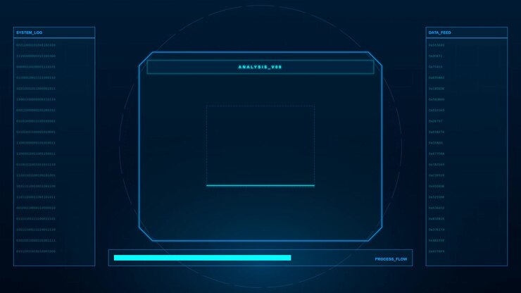 Futuristic Digital Interface Displaying Data Analysis Process